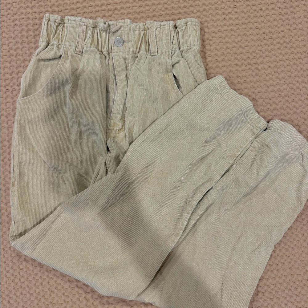 12th Tribe Cream Corduroy Straight Leg Jeans